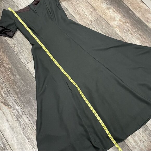 ILGWU Vintage Maxi Off Shoulder Short Sleeve Formal Dress Black Size 8 - Picture 15 of 16